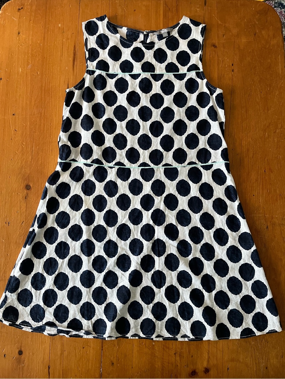 Uniqlo x John Robshaw Linen & Cotton Sleeveless Polka Dot Shift Dress Coastal